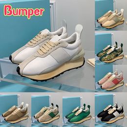 Luxe heren casual schoenen Bumper Low top sneaker abrikoos beige zwart wit roze nylon groen slangenhuid ijzer donkergrijs slang mode mannen vrouwen sneakers trainers