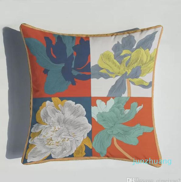 45 * 45 cm Orange Série Coussin Couvre Chevaux Fleurs Imprimer Taie D'oreiller Couverture pour La Maison Chaise Canapé Décoration Carré Taies D'oreiller 745