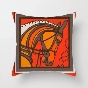 45*45 cm taie d'oreiller série Orange housses de coussin chevaux fleurs imprimer taie d'oreiller couverture pour la maison chaise canapé décoration taies d'oreiller carrées