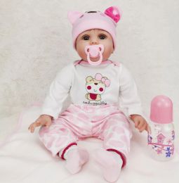 45/55 cm Reborn Doll Reborn Mandmade Soft Cloth Body Dolls Bebe Reborn Newborm Girl with Pacificier