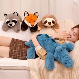 45-65 cm Animal paresseux en peluche jouet moelleux couché oreiller en peluche raton laveur renard paresseux dossier dormir poupée chambre Decro 240202