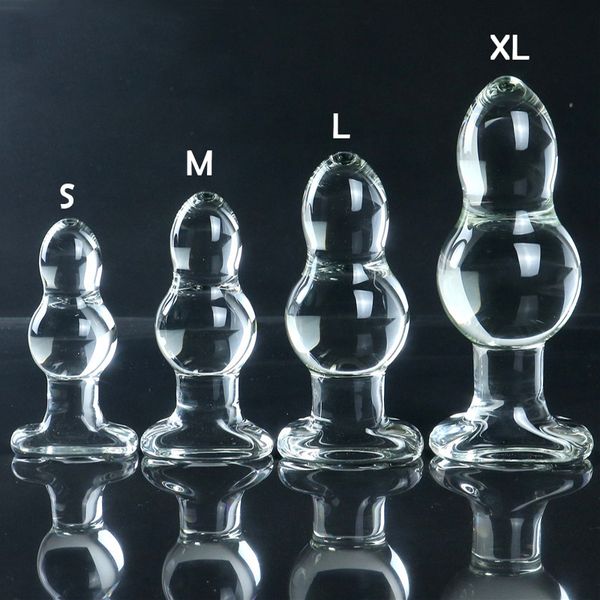 45-70 mm Super Big Gourd Glass Anal Plug Masaje de próstata Bola anal Enorme Glass Butt Plug Dilatador Anal Juguetes sexuales para parejas 220413