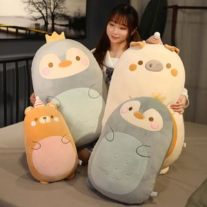 45-80 cm Kleine Dieren Knuffel Vet Squishy Gevulde Dinosaurus Varken Beer Zachte Pop Baby Sussende Cartoon Pluche Kussen 240124