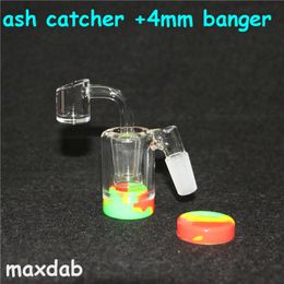 Hookahs 45 90 graden kommen met 14 mm kwarts banger bubbler glazen perc asvanger bong siliconen container voor dab rig bongs