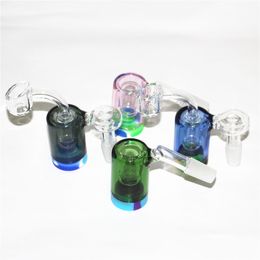 45 90 Graad Hookah Glas Ash Catcher met 10ml Siliconen Container Reclaimer 14mm Mannelijke Vrouwelijke Bubbler Mini Glas Percolator Bong Water Pijp