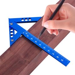 45/90 graden Rechtshoek Lijnmeter Aluminium Center Scribe Carpenter Ruler Ruler Wood Measuring Tool Nieuwe kleur Woodworking Tools Blue