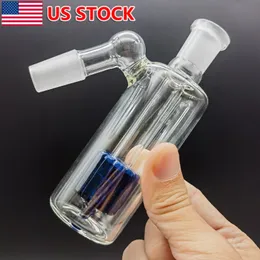 45 ° Bleu 14mm Ash Catcher 45 Degré Verre Eau Bong Pyrex Épais pour Fumer Narguilé