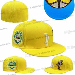 45 kleuren heren honkbal gemonteerde hoeden bruine sd sport volledige gesloten ontwerper caps zwart gele kleur new york honkbal capau ed palm stree patch la nov7-01