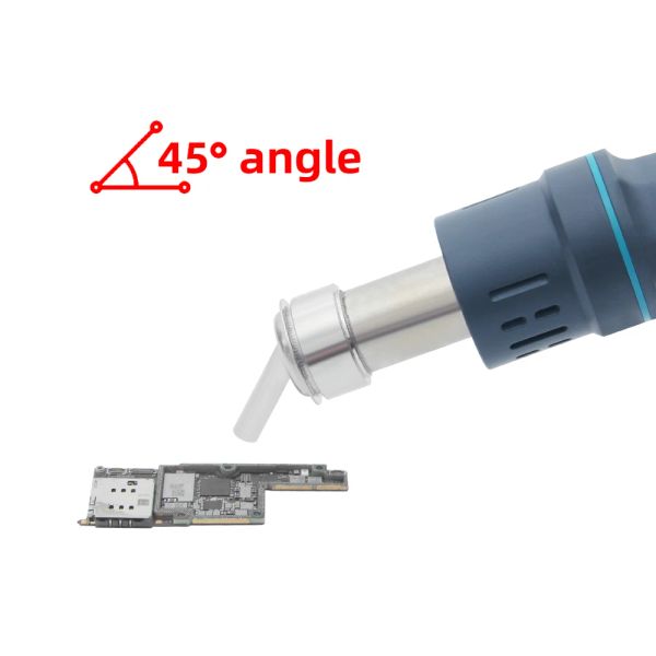 Buse incurvée à 45 degrés 5 mm / 7 mm / 10 mm Bulle de chaleur à angle plié pour SUGON 8610DX / 8620DX