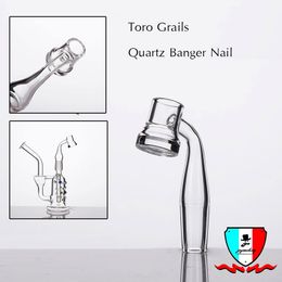 Grails Quartz Banger Nail 45 Degrés Accessoires pour Fumer avec Fente Fond de 5mm d'épaisseur pour Bol en Verre 10mm 14mm 19mm Joints Mâle Femelle