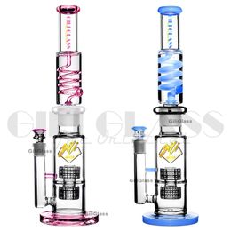 17 pouces glycérine Freezable Coil narguilé bong Tubeg Double Matrix Perc bongs pipe à eau en verre pour fumer construire un barboteur avec clou de quartz