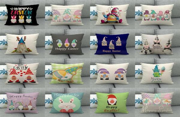 45 Diseños Caja de almohada Feliz Pascua Letra 4545cm Sofá Cushion Cushion Home Decoration Gnome Gnome Dwarf Dwarf abrazo Huevo Almohada Cov8592518