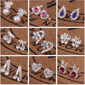 45 styles Creative Ear goujons Mode Snow Flake Beige Cristal Strass Strassle Perle Ea r Stud Perles Boucles d'oreilles