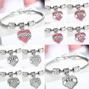 45 types diamant amour coeur Bracelet membre de la famille meilleurs amis cristal Bracelet femmes breloques bracelet bijoux