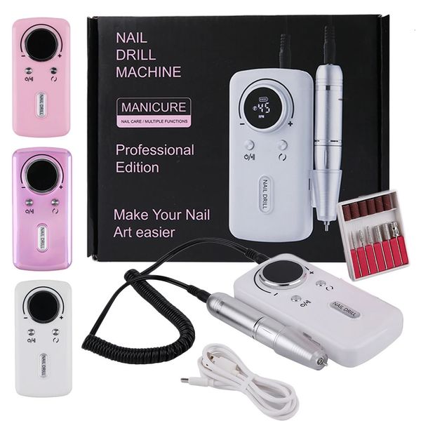 45000 tr/min professionnel Rechargeable électrique perceuse à ongles Machine Portable sans fil lime à ongles pour acrylique Gel ongles enlever 240314