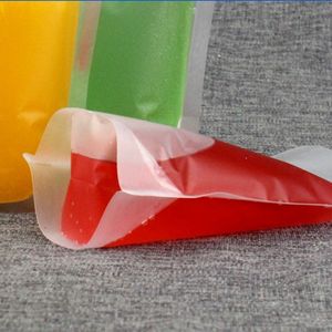 450 ML clair boissons pochettes sacs résistant à la main translucide refermable fermeture à glissière debout sachets en plastique sacs sacs à boire