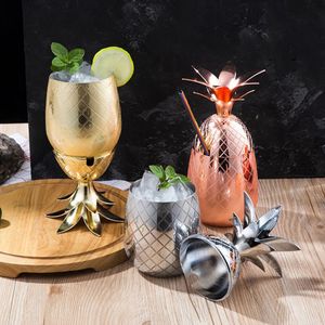 Tasse à cocktail à l'ananas de 450ml, Mule de Moscou, gobelet à boire en acier inoxydable avec paille, outils de Bar de fête 240315