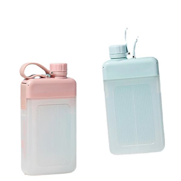 Bouteille d'eau de sport en plastique de 450ml, gourde carrée créative, Portable, pour l'extérieur, Simple, blanche, pratique, articles 240320