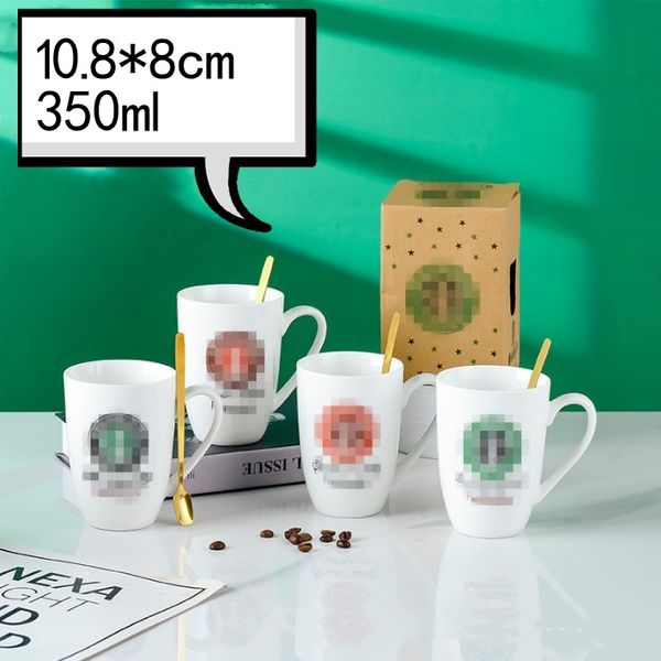 Tazas de cerámica con forma de estrella de 450ML con tapas de espejo y Logo, taza de café con sentido de la moda de 15OZ con asa, regalos exquisitos UPS/DHL/FEDEXA0030