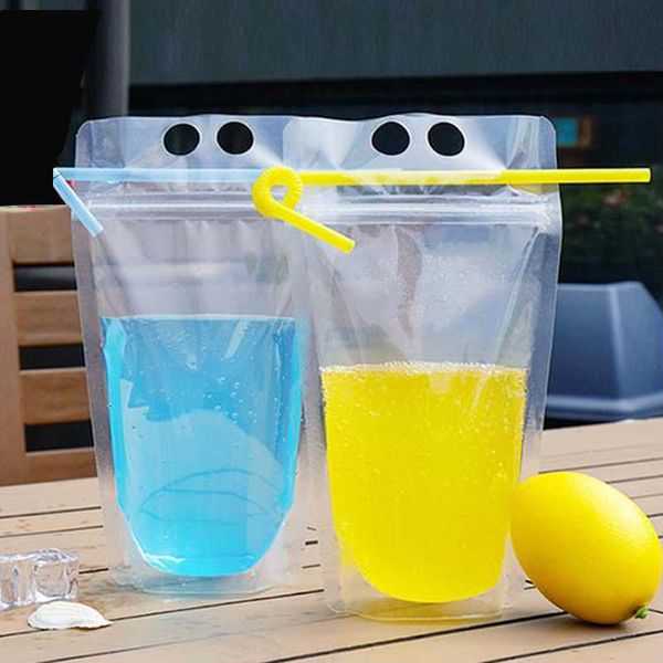 450 ml Transparente Auto-sellado Plástico Bolsa de Bebida DIY Bebida Leche Café Contenedor Bolsa de Bebida Jugo de Fruta Bolsa de Almacenamiento de Alimentos