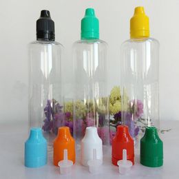 450 stks/veel kleurrijke kinddichte sabotages 120 ml e vloeistof heldere lege flessen huisdier plastic flessen 120 ml voor olie ejuice container