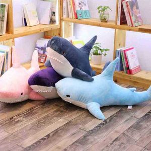 45140 cm Giant Plude Shark van Rusland Shark Plush Pused Toy Dolls Soft Animal Cushion Ldren Baby speelgoed voor meisjes verjaardagscadeau J220729