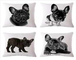 4545cm SexeMara Lovely French Bulldog Pattern Cotton Linen Cushion Cover Waist Square Pillow Cover Pillowcase Home Textile7119713