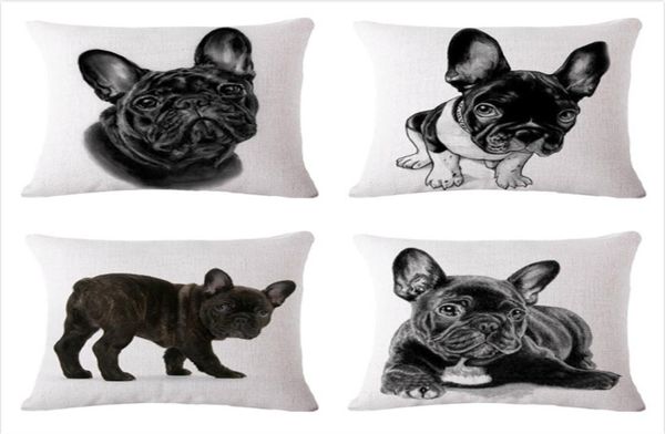 4545cm Sexemara Lovely French Bulldog Patrón de algodón Cojín de algodón Cubierta de cintura cuadrada cubierta de almohada de almohada Home Textile9468003