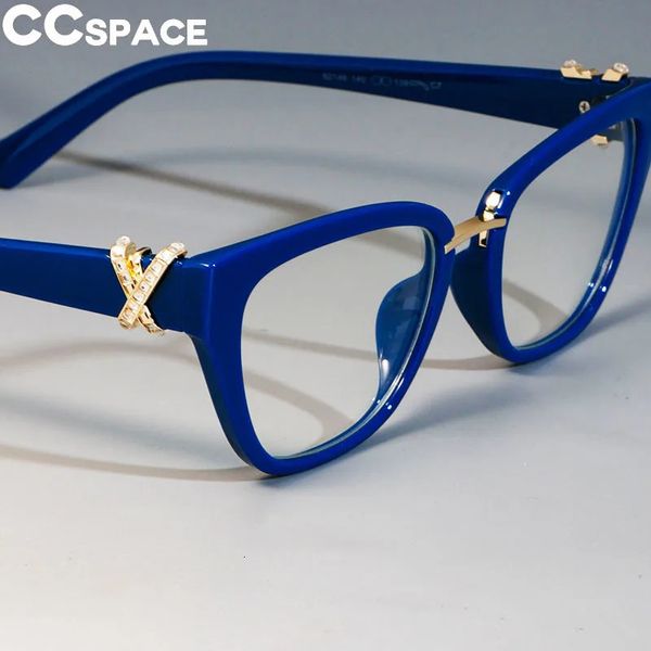 45605 Cat Lune-Eyes Frames Femmes Styles de décoration de strass Lunes d'ordinateur de mode optique 240415