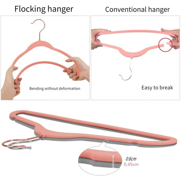 45cm Abs Abs Flocks Not Slip Hanger Clother Store Finishing sans trace Storage Clothes Housemer Hanging Magic Clother Hangle