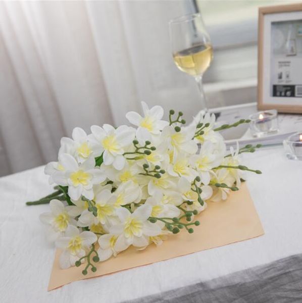 45cm soie artificielle 5 Branche magnolia maison Hôtel décoration de table fausse fleur mariage mariée tenant des accessoires de photographie 10pcs / lot GB228