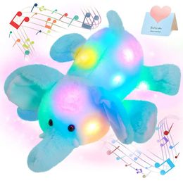 45 cm blauwe olifanten LED -licht gevuld dierenspeelgoed geschenk verlichte olifant licht schattig zacht speelgoedmeisje en kinderen 240509