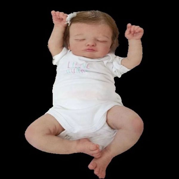 45 cm câlin Rosalie Bebe renaître avec cheveux enracinés dormir Reborn bébé fille Boneca Renascida Brinquedo Bebe Para