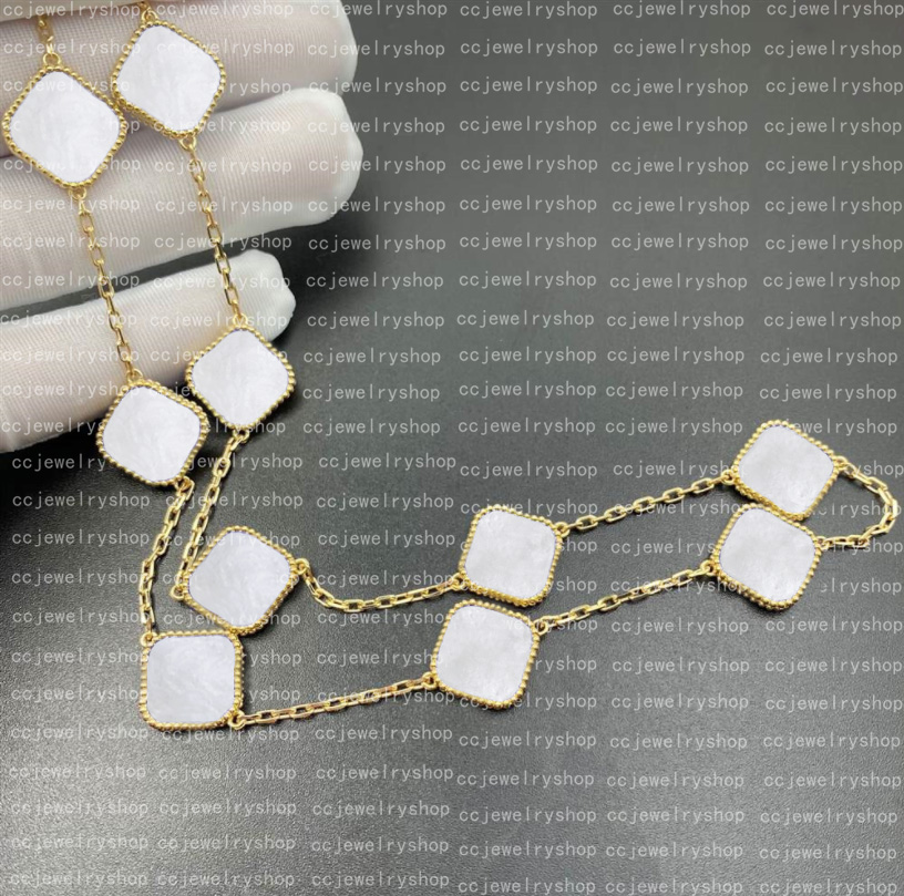 45 cm-modny klasyczny agat czterokrotny Naszyjnik koniczyny długie dziesięć 10 kwiatów wisiorek dla matki perłowej na walentynkowy dniem zaręczynowy biżuteria