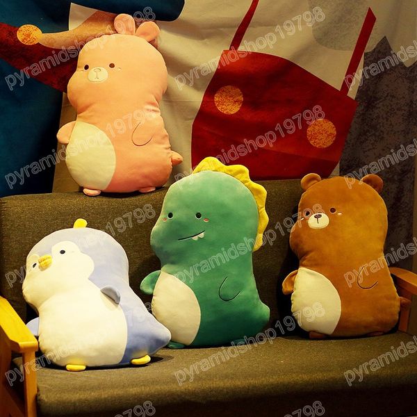 Jouets en peluche dinosaure pingouin lapin Kawaii, oreillers mignons ours brun, coussins en peluche, poupées douces pour enfants, cadeau pour filles, 45cm