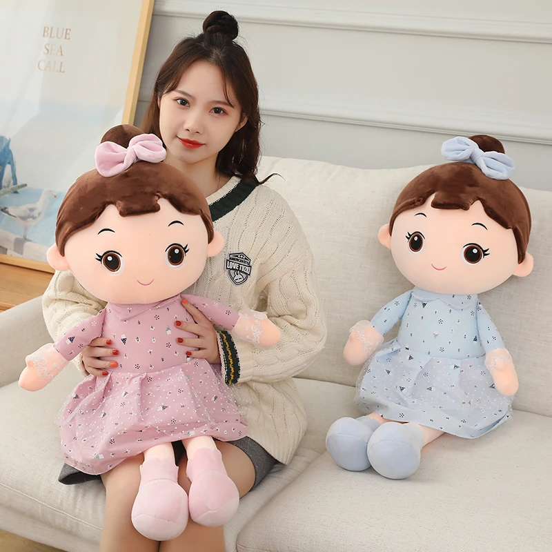 45 cm Kawaii bambole da ragazza peluche con orecchio di coniglio Doll di peluche adorabili giocattoli peluche giocattoli per bambini regalo di compleanno per bambini