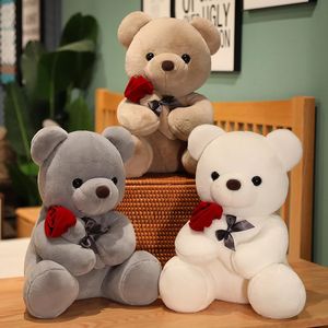 45 CM Kawaii ours en peluche avec Rose en peluche peluche poupée je t'aime pour petite amie cadeau d'anniversaire cadeau romantique 231229
