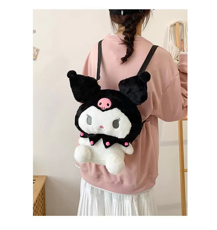 45cm Kuromi Stuffed bags Animals Children's cartoon casual backpack cute new big plush backpack for women/kids