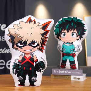 45 cm My Hero Academia Almohada de felpa Lovely Cartoon Anime Midoriya Izuku Bakugou Katsuki Todoroki Shoto Relleno Suave Juguete para niños Y211119