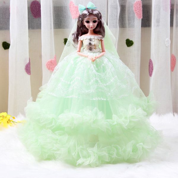 Vestido de novia de muñeca de princesa de diseño de moda de una pieza de 45CM vestido de fiesta Noble para muñecas Barbie regalo de niña 10 colores