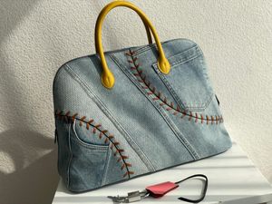 45 cm Tote Bag Mens Handtas Luxe Turnus Limited Design Toppest Volledig handgemaakte kwaliteit Jean met echte lederen snelle levering Silver Hardware