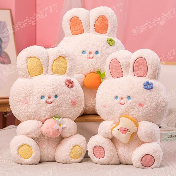 45 cm White Rabbit Plux Toy Oreiller doux mignon lapin mignon étreint Carrot Carrot en peluche Poupées d'animaux pour enfants Cadeau d'anniversaire