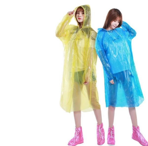 45g imperméable jetable adulte d'urgence capuche imperméable poncho voyage camping doit manteau de pluie unisexe unique d'urgence-vêtements de pluie SN2828