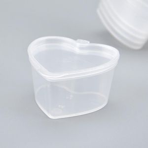 Caja de condimento en forma de corazón cuadrado de 45 ml PP Taza de degustación desechable Salsa de ensalada Empaque para llevar Taza de condimento LX5294