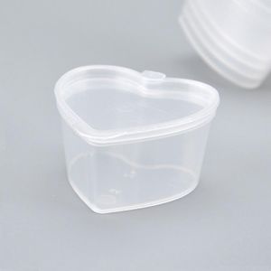 Caja de condimentos en forma de corazón cuadrado de PP de 45 ml, taza de degustación desechable, taza de condimento para llevar salsa de ensalada, taza de condimento RRB16405