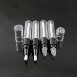 Tube/bouteille de brillant à lèvres noir transparent de 45 ml, mini stylo torsadé rond vide, stylo à cadran en plastique jetable avec pointe en silicone F2227 Ehosk