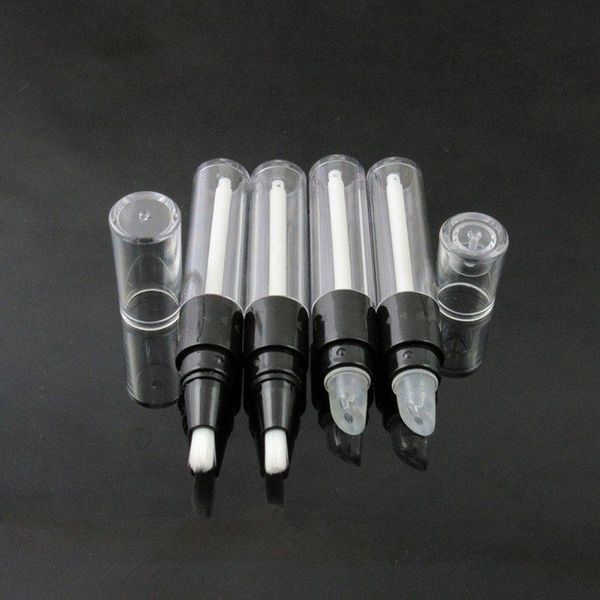 45 ml de tubo/botella de brillo de labio negro transparente, mini bolígrafo redondo y ronda, margen de plástico desechable con punta de silicio F2227 Ehosk