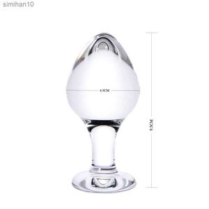 45mm Pyrex glass anal plug dildo crystal anal bead butt masaje de próstata masturbación adulto Sex toy para mujeres hombres gay Juguetes anales L230518