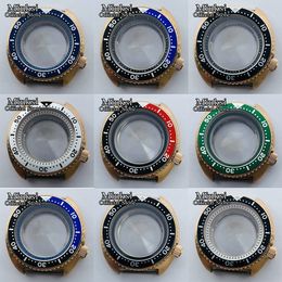 45mm Rose Gold Sterile Case Sapphire Glass Black Red Blue Bezel Fit NH35 NH36 Movement