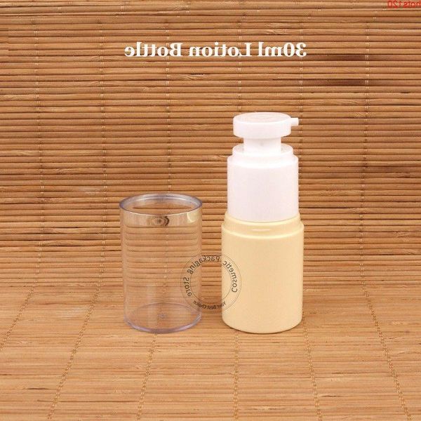 45pcs / Lot En Gros De Haute Qualité En Plastique 30ml Bouteille De Lotion PET Petit 1OZ Beige Conteneur De Maquillage Rechargeable Émulsion Packaginghood qté Khvqm